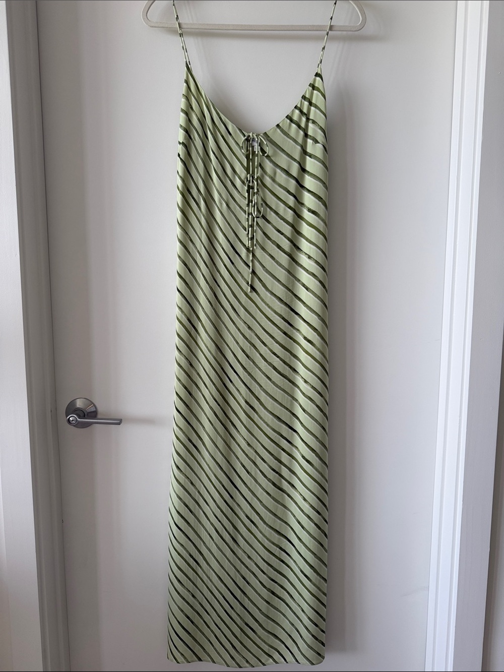 Summer Away Green Striped Slip Dress - Lightweight Summer Maxi